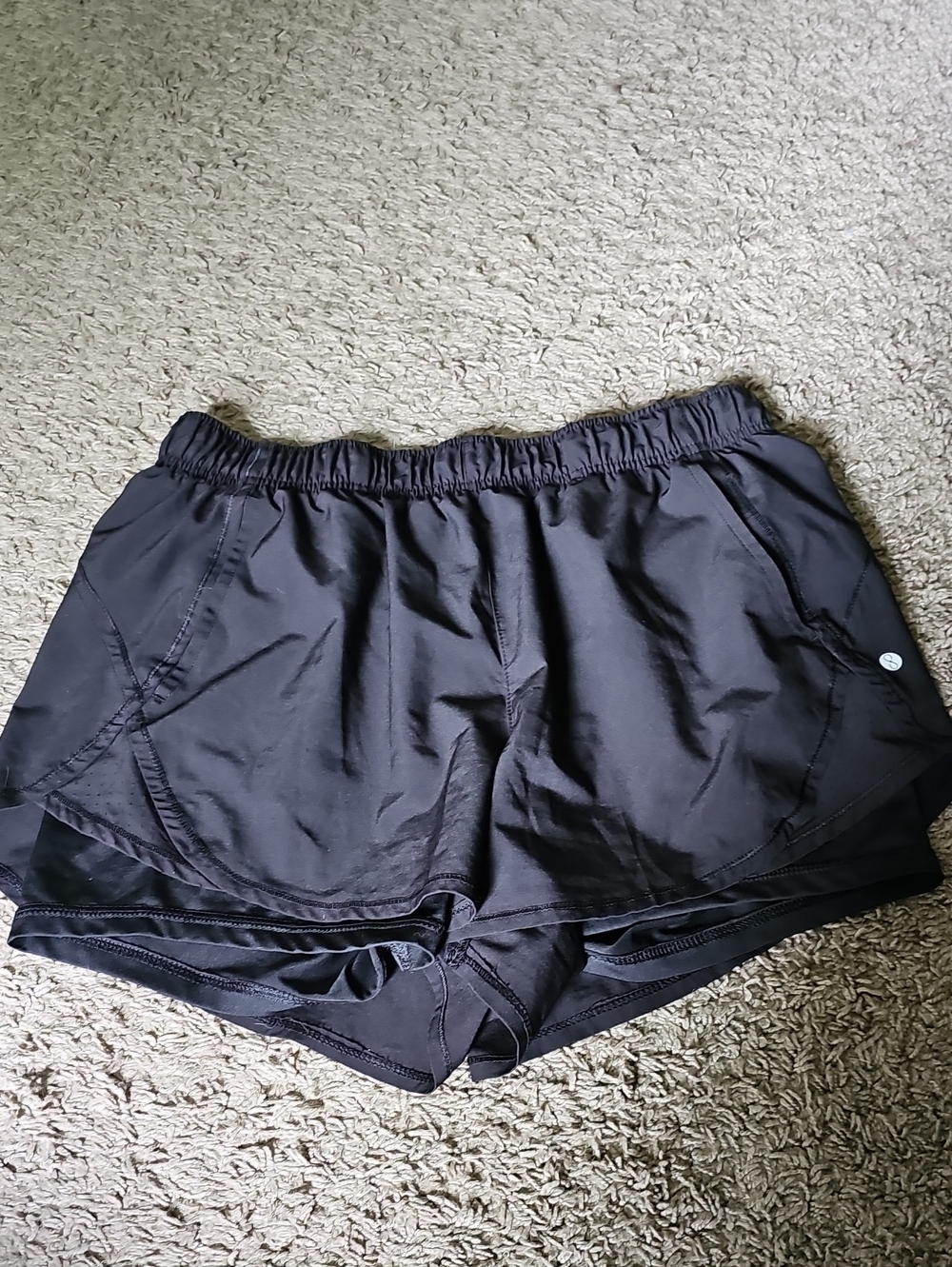 Women’s Black Layered Athletic Shorts with Elastic Waist